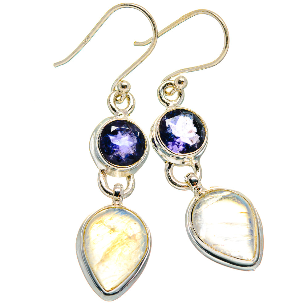 Rainbow Moonstone Earrings handcrafted by Anasilvercos - EARR423980