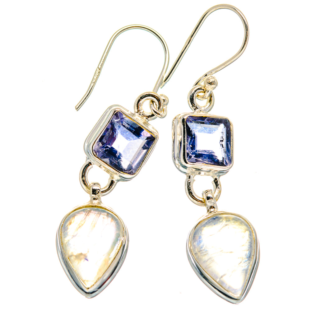 Rainbow Moonstone Earrings handcrafted by Anasilvercos - EARR424013