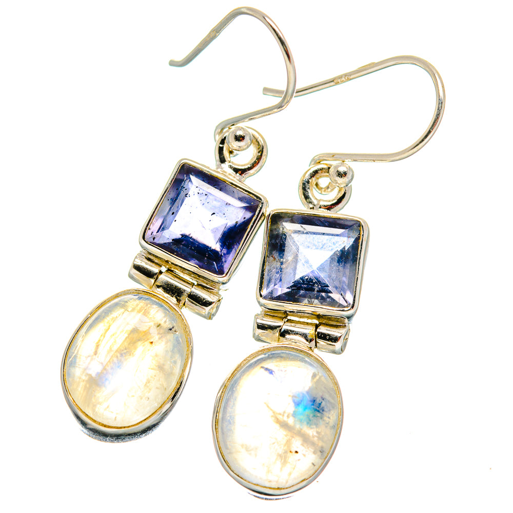 Rainbow Moonstone Earrings handcrafted by Anasilvercos - EARR424061