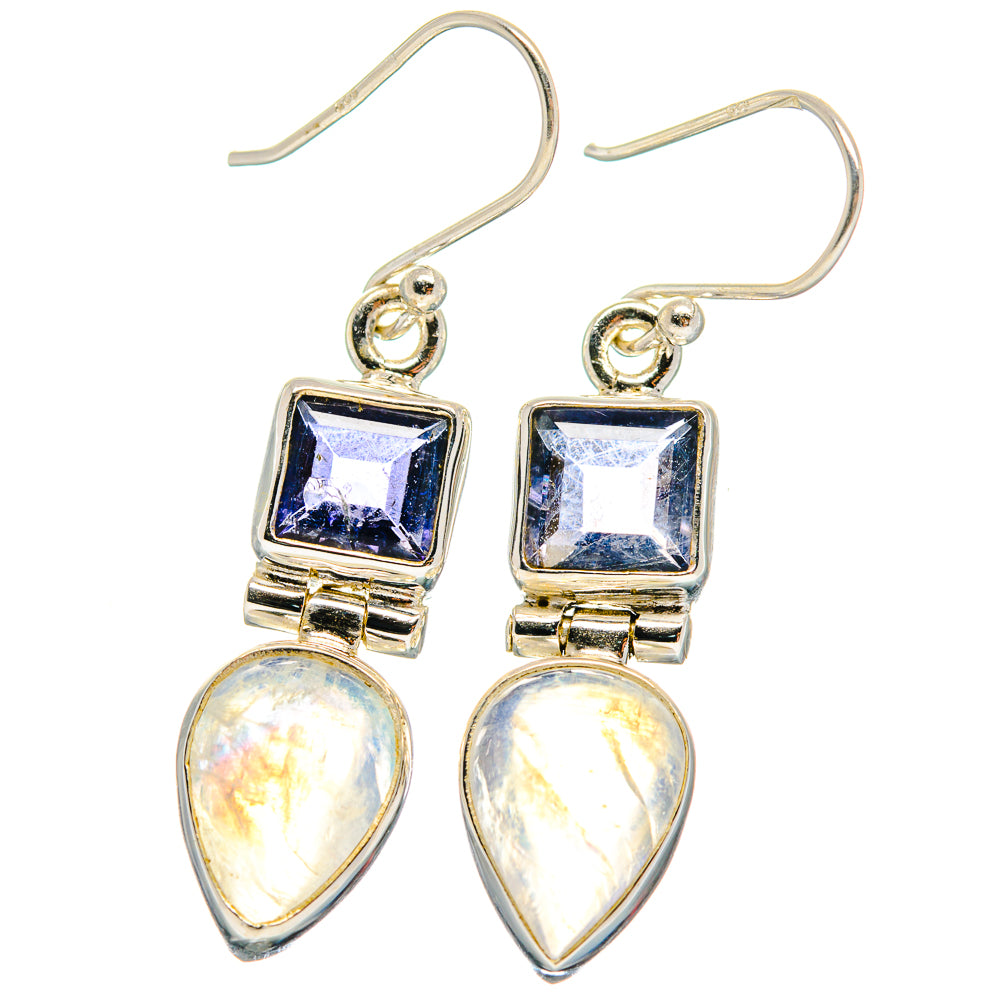 Rainbow Moonstone Earrings handcrafted by Anasilvercos - EARR424098