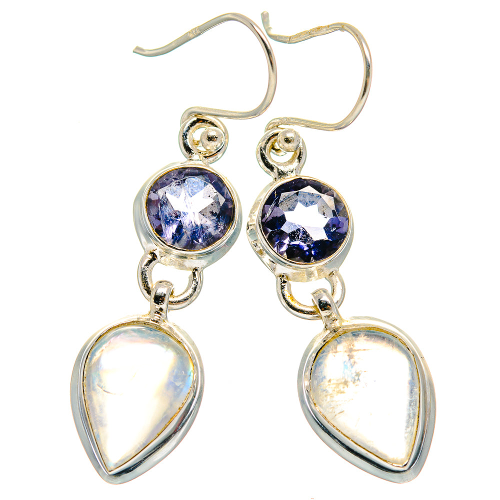 Rainbow Moonstone Earrings handcrafted by Anasilvercos - EARR424123