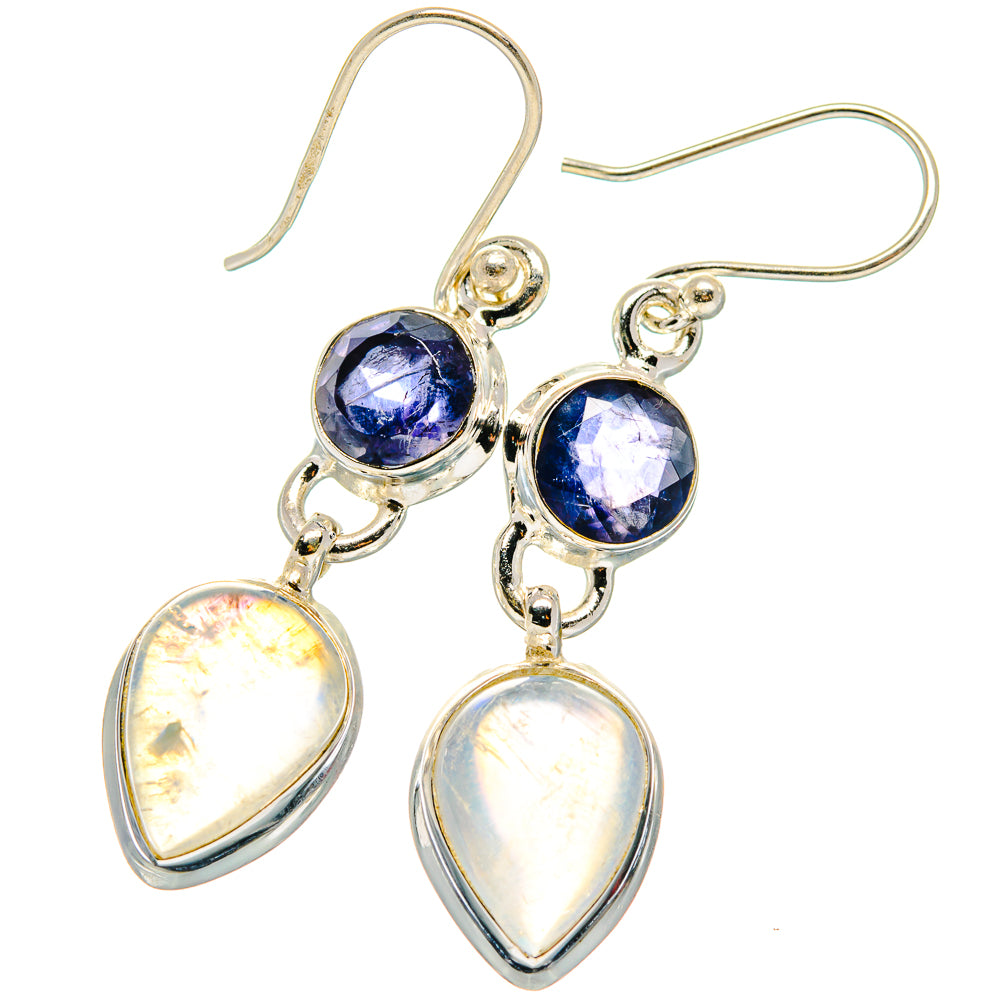 Rainbow Moonstone Earrings handcrafted by Anasilvercos - EARR424237