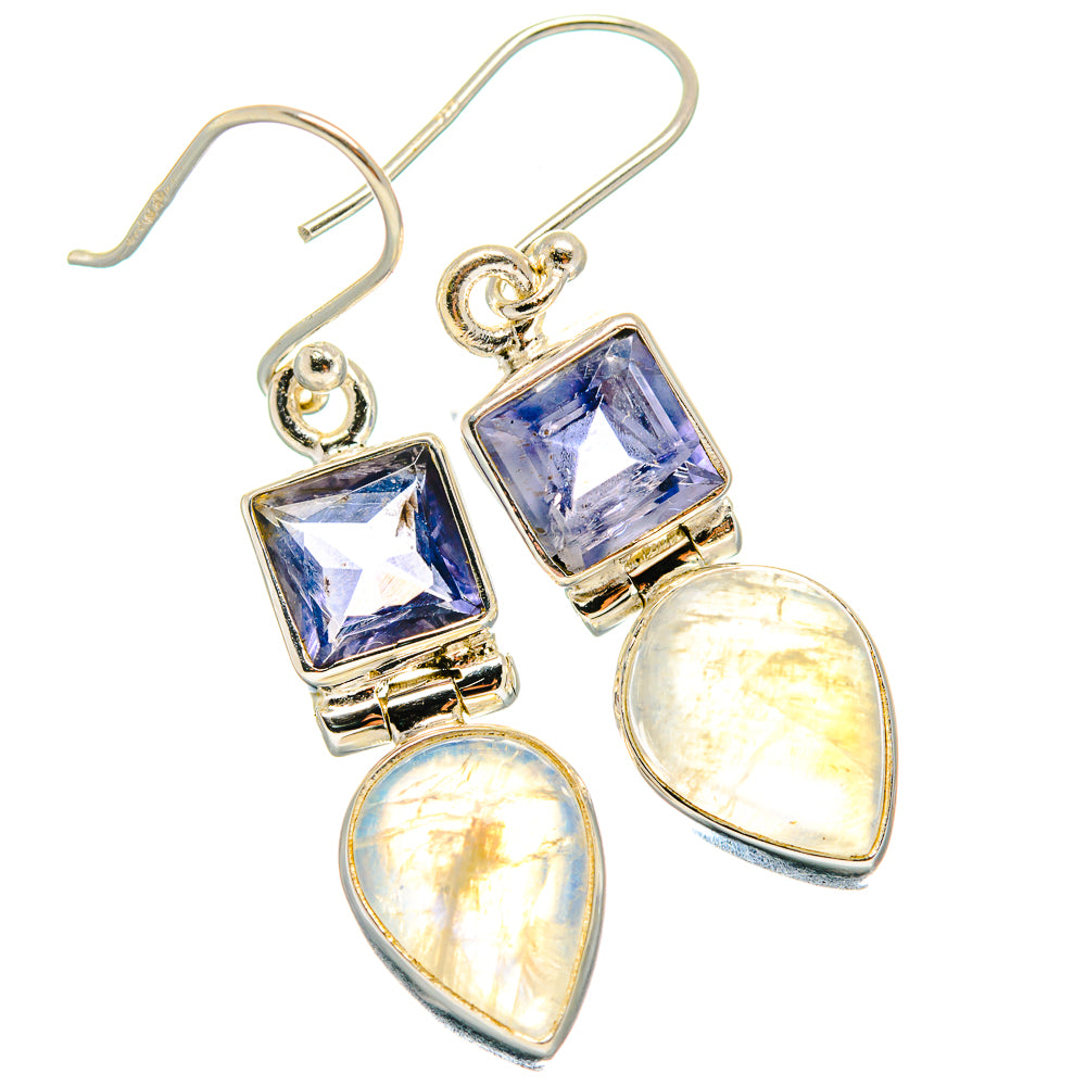 Rainbow Moonstone Earrings handcrafted by Anasilvercos - EARR424270