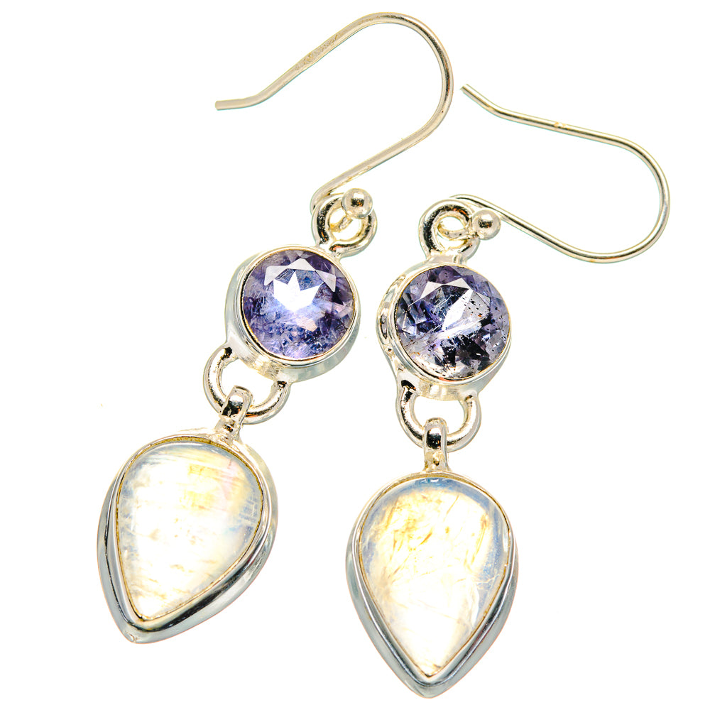 Rainbow Moonstone Earrings handcrafted by Anasilvercos - EARR424318