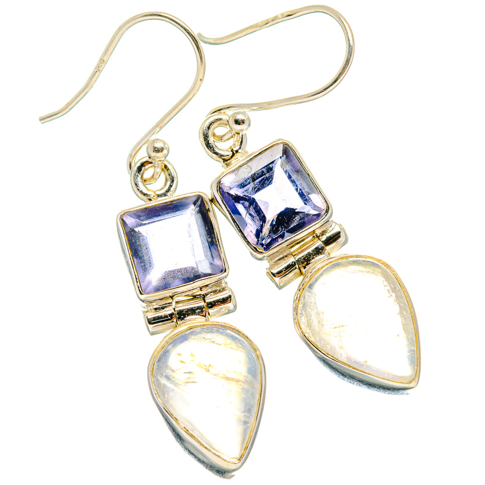Rainbow Moonstone Earrings handcrafted by Anasilvercos - EARR424355