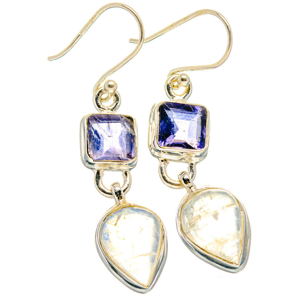 Rainbow Moonstone Earrings handcrafted by Anasilvercos - EARR424364