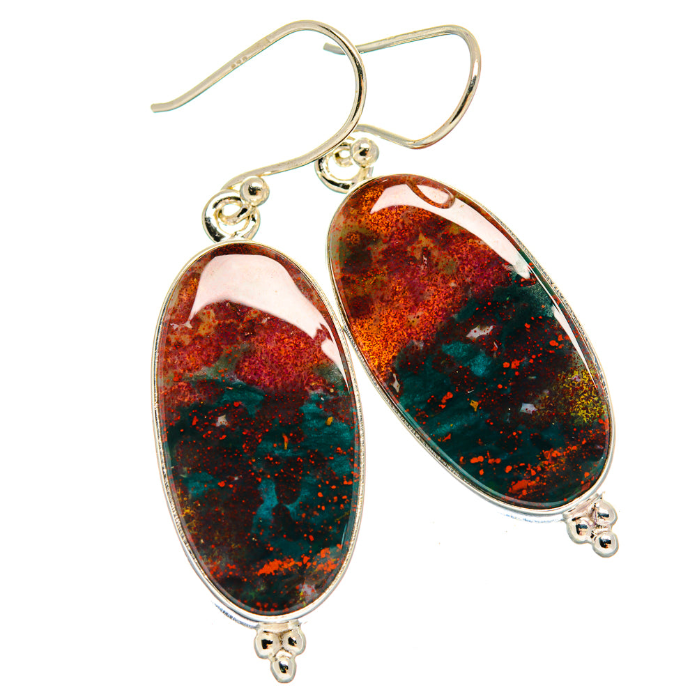 Bloodstone Earrings handcrafted by Anasilvercos - EARR424401