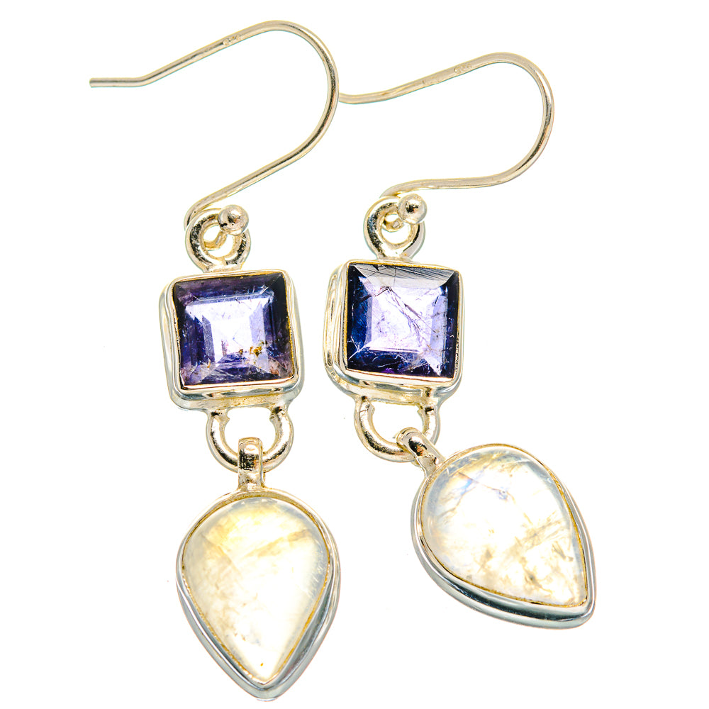 Rainbow Moonstone Earrings handcrafted by Anasilvercos - EARR424407