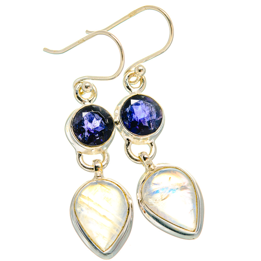 Rainbow Moonstone Earrings handcrafted by Anasilvercos - EARR424459