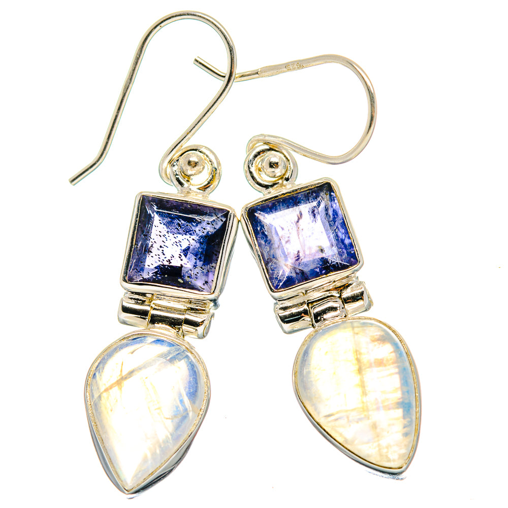 Rainbow Moonstone Earrings handcrafted by Anasilvercos - EARR424483