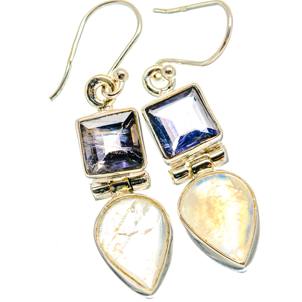 Rainbow Moonstone Earrings handcrafted by Anasilvercos - EARR424501