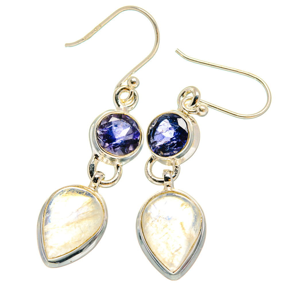 Rainbow Moonstone Earrings handcrafted by Anasilvercos - EARR424518
