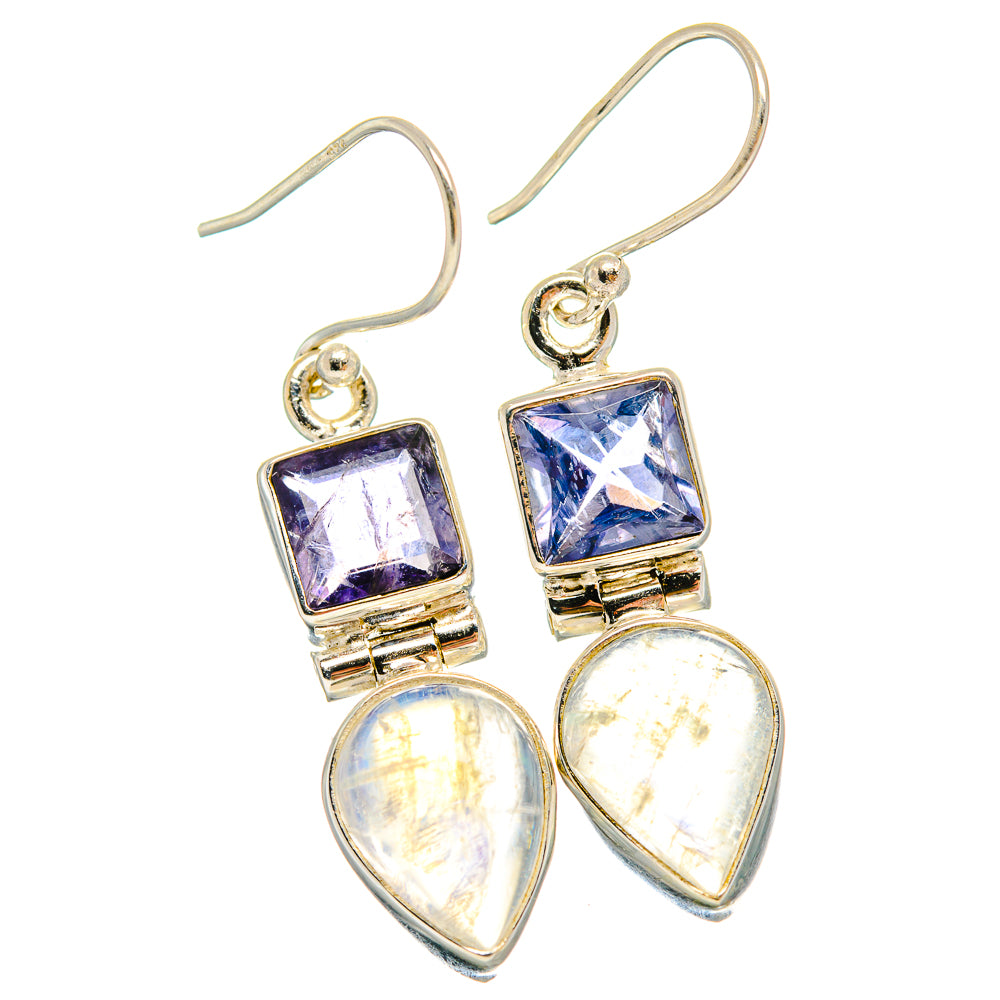 Rainbow Moonstone Earrings handcrafted by Anasilvercos - EARR424533