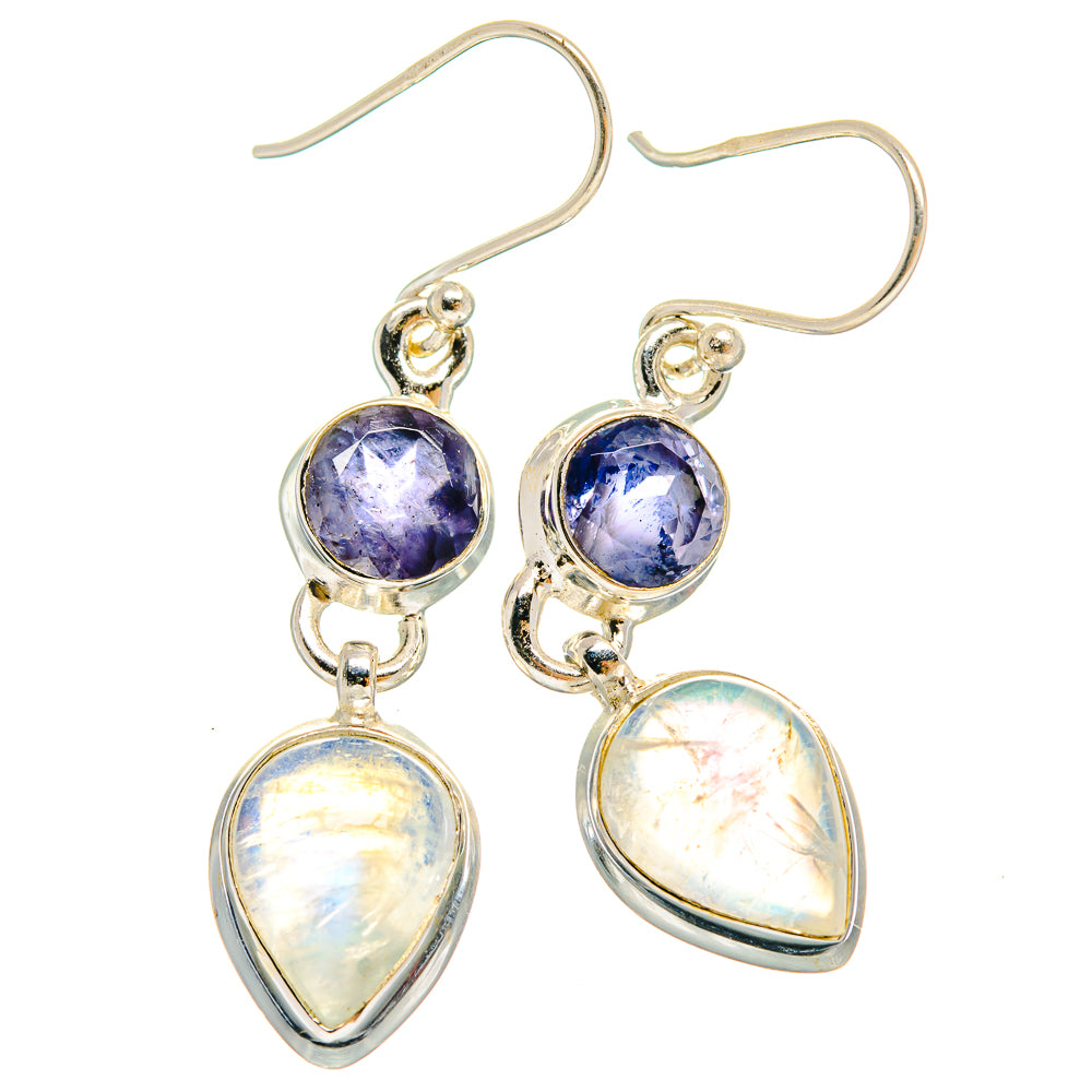 Rainbow Moonstone Earrings handcrafted by Anasilvercos - EARR424536