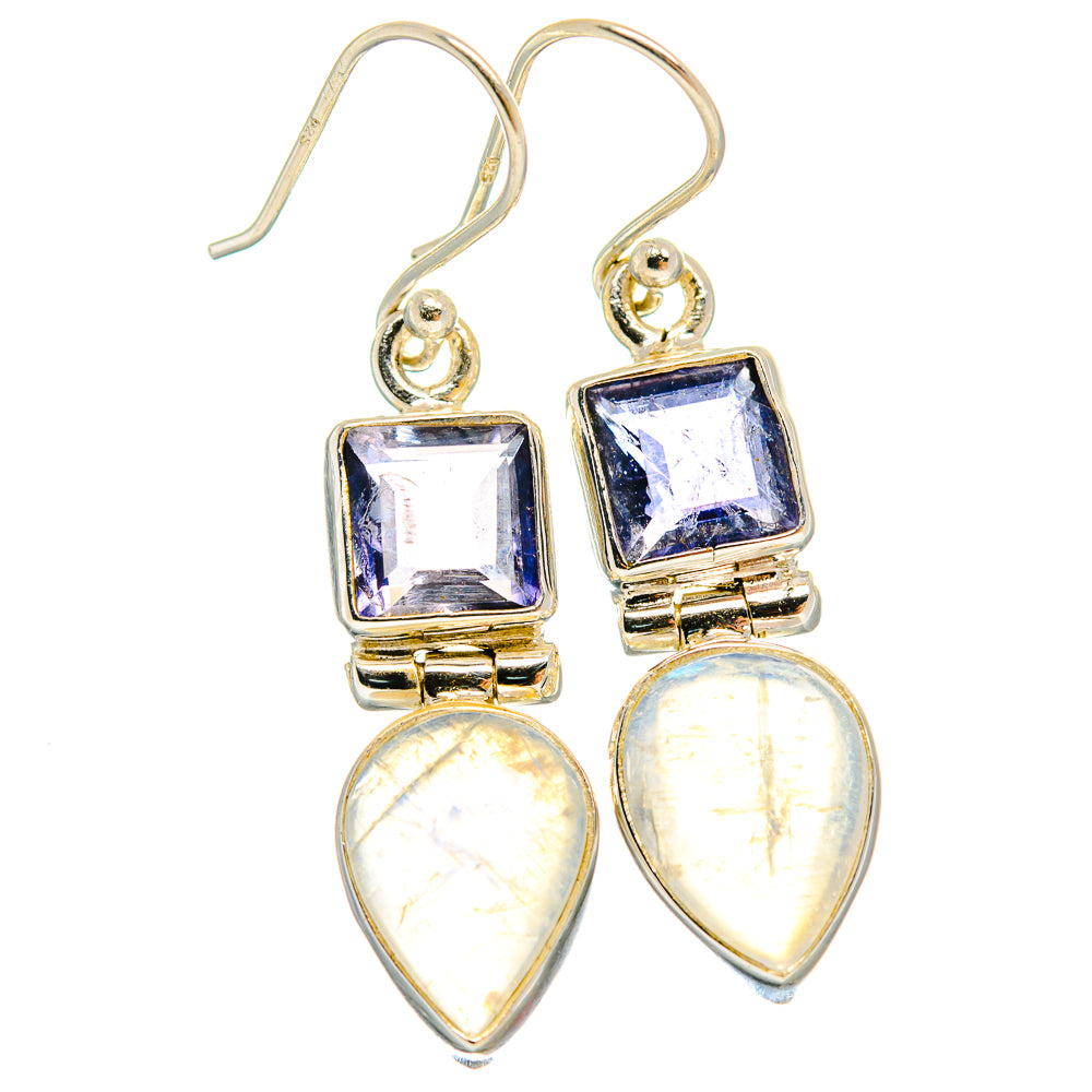 Rainbow Moonstone Earrings handcrafted by Anasilvercos - EARR424557