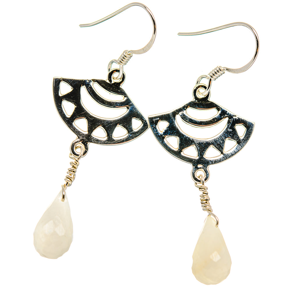 Rainbow Moonstone Earrings handcrafted by Anasilvercos - EARR424580