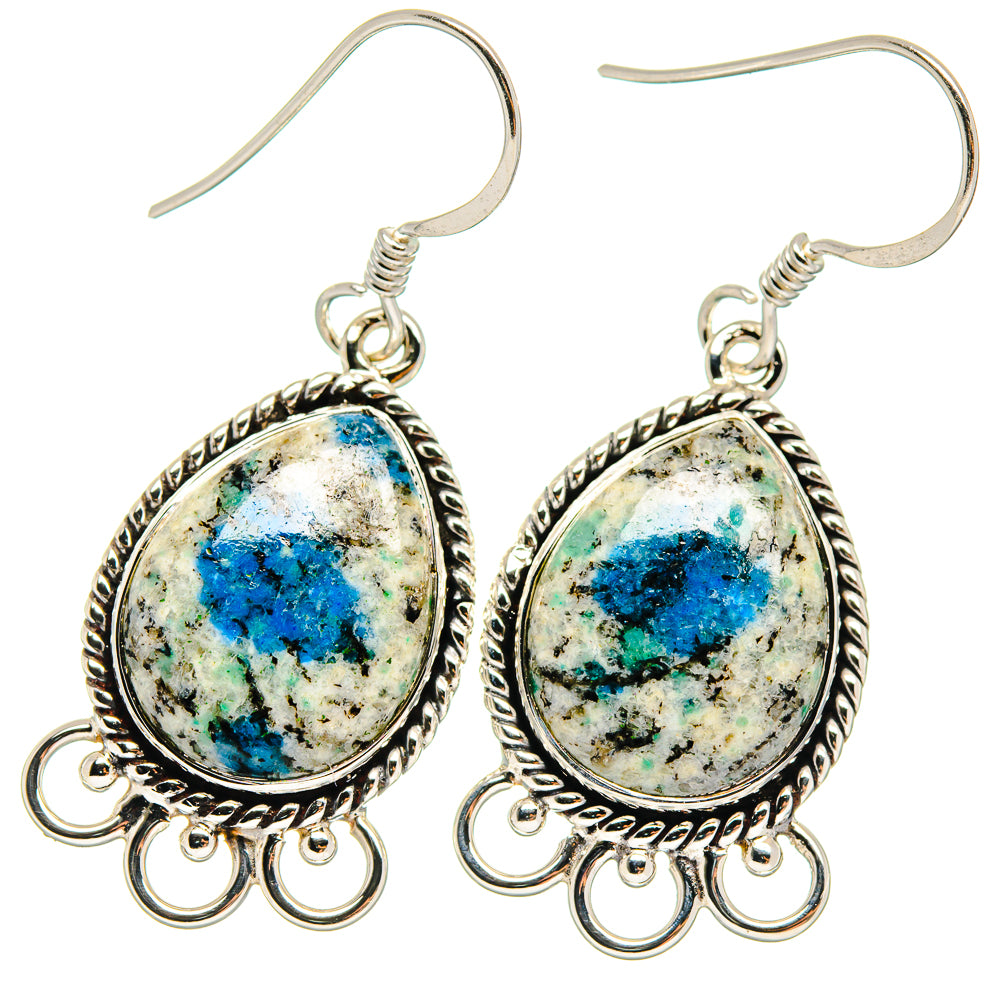 K2 Blue Azurite Earrings handcrafted by Anasilvercos - EARR424585