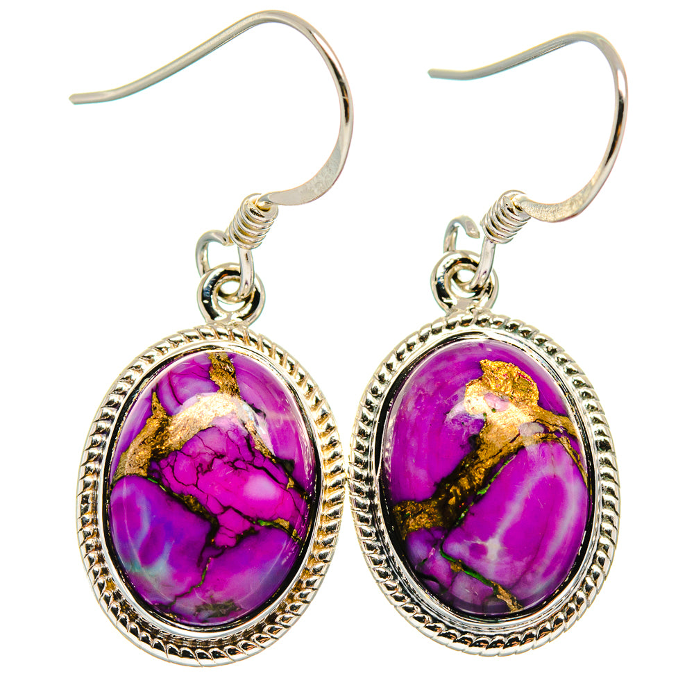Purple Copper Composite Turquoise Earrings handcrafted by Anasilvercos - EARR424593