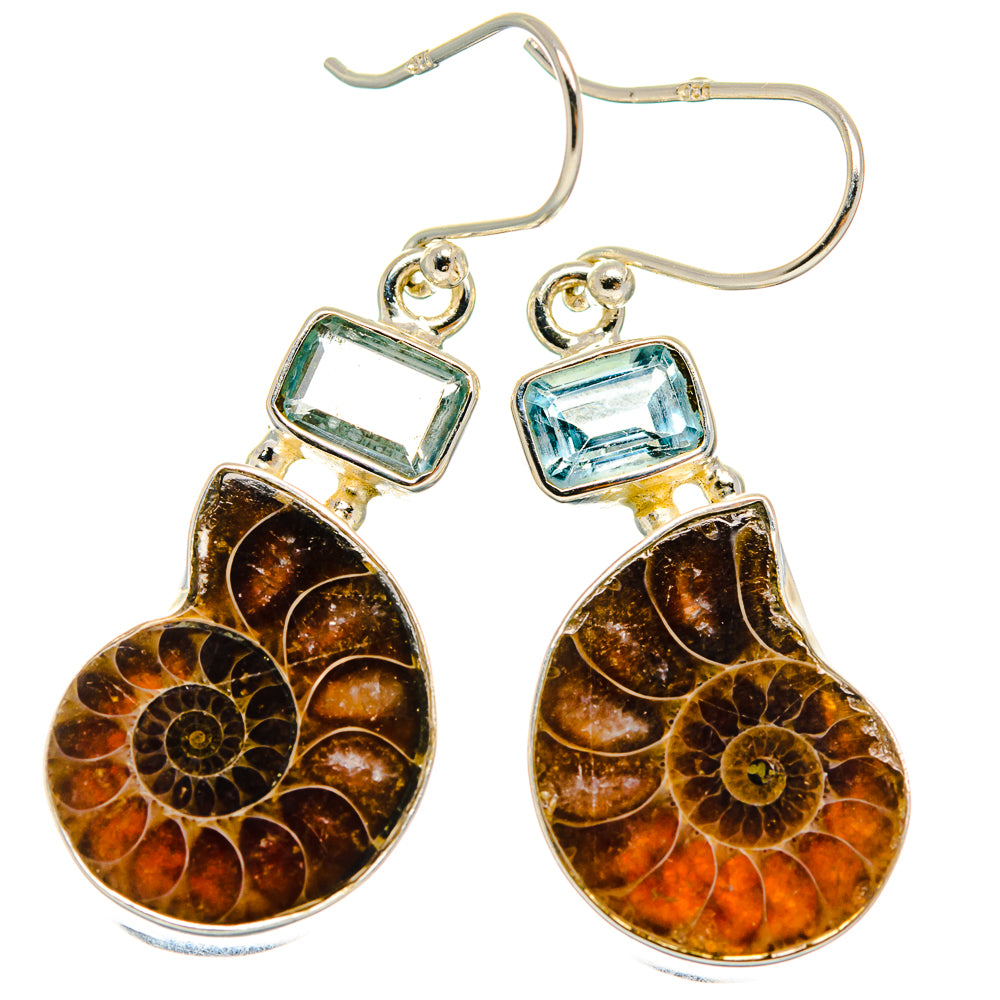 Ammonite Fossil Earrings handcrafted by Anasilvercos - EARR424628 - Photo 2