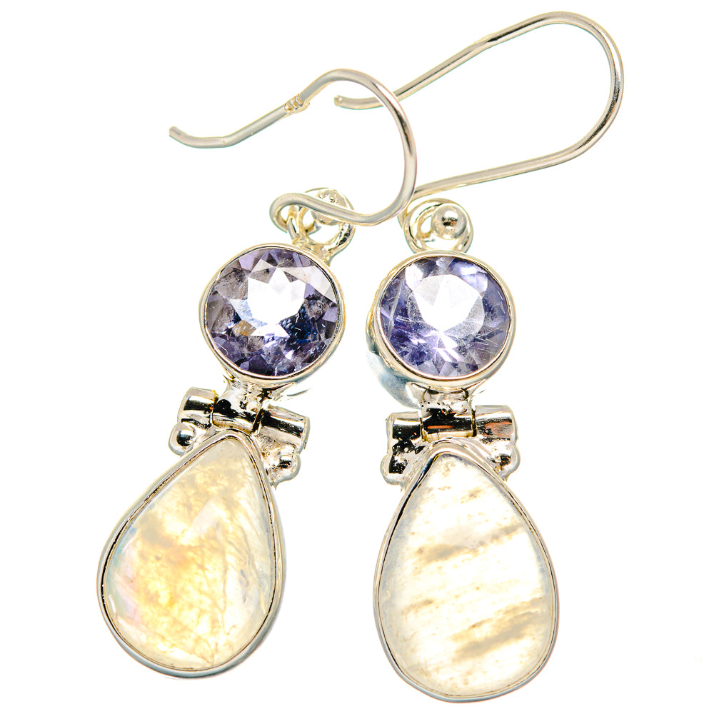Rainbow Moonstone Earrings handcrafted by Anasilvercos - EARR424629 - Photo 2