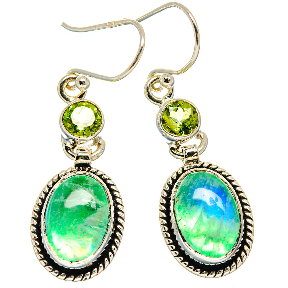 Green Moonstone Earrings handcrafted by Anasilvercos - EARR424653