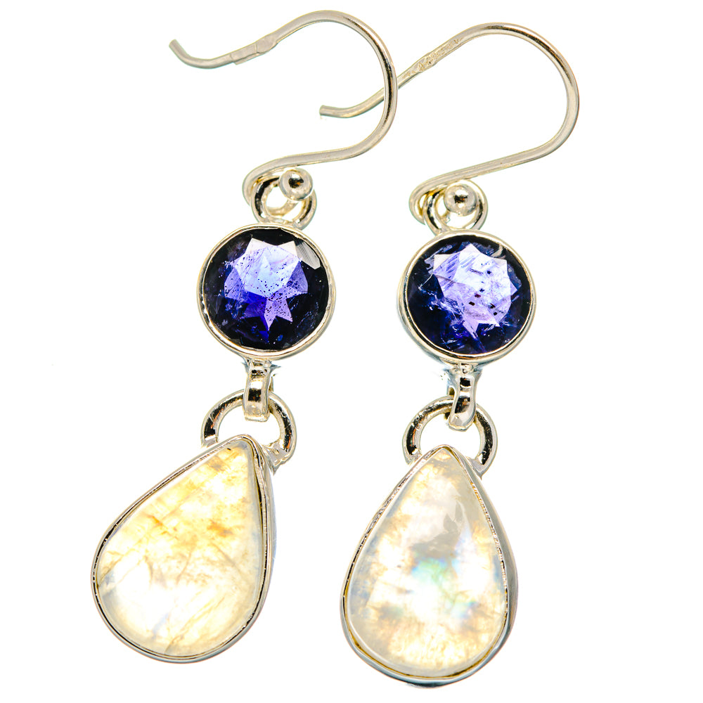 Rainbow Moonstone Earrings handcrafted by Anasilvercos - EARR424655