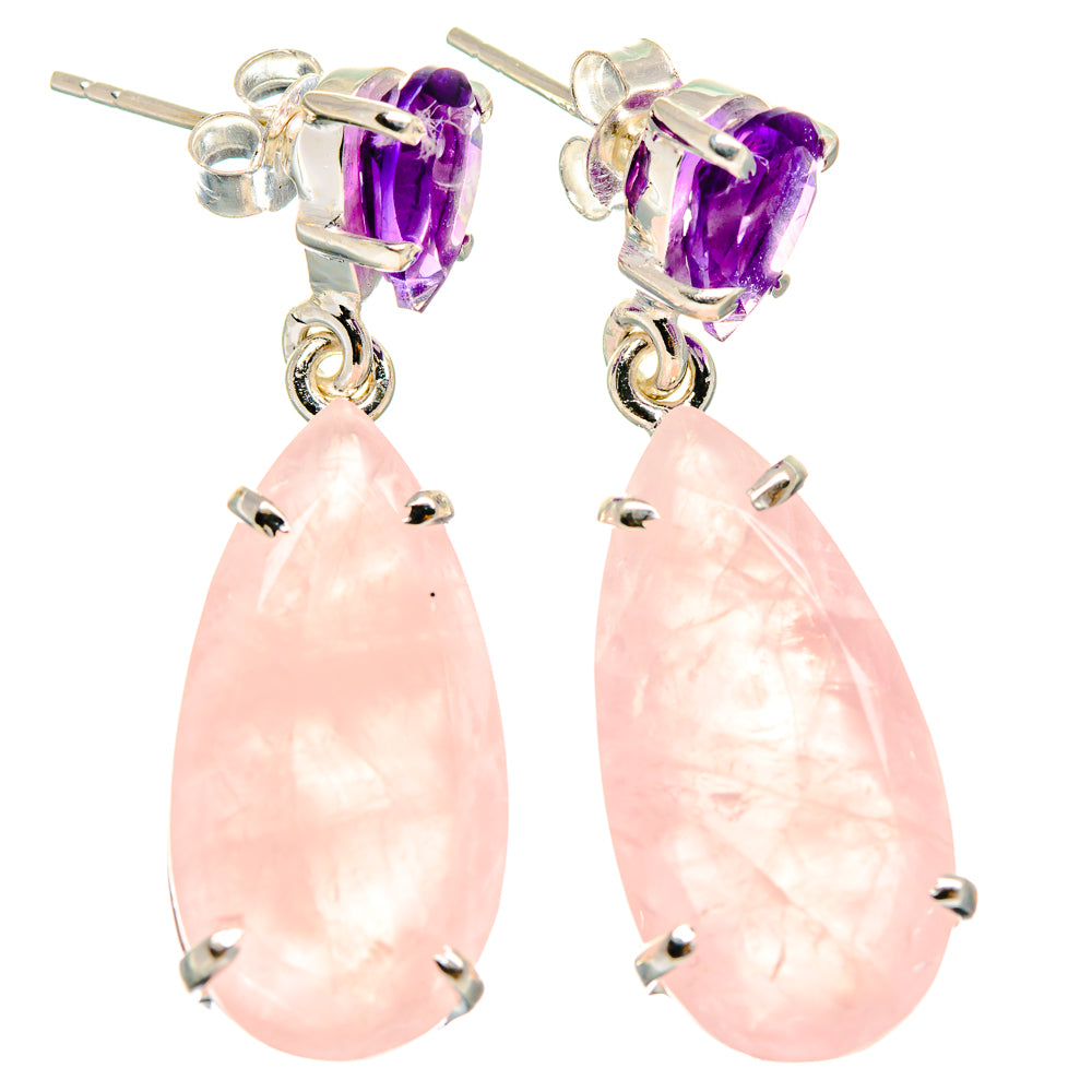 Rose Quartz Earrings handcrafted by Anasilvercos - EARR424656