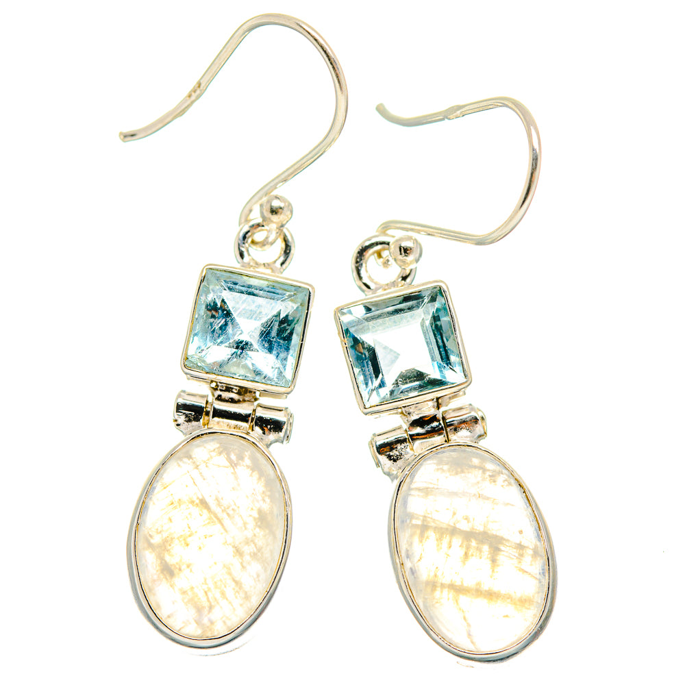 Rainbow Moonstone Earrings handcrafted by Anasilvercos - EARR424657