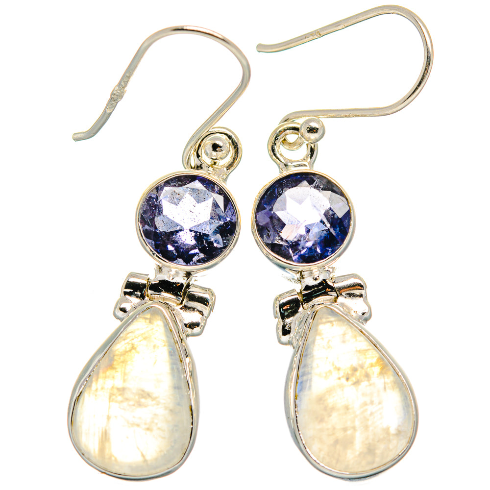 Rainbow Moonstone, Tanzanite Earrings handcrafted by Anasilvercos - EARR424672