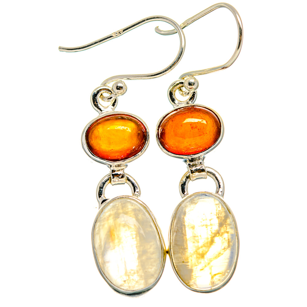 Rainbow Moonstone, Carnelian Earrings handcrafted by Anasilvercos - EARR424674 - Photo 2
