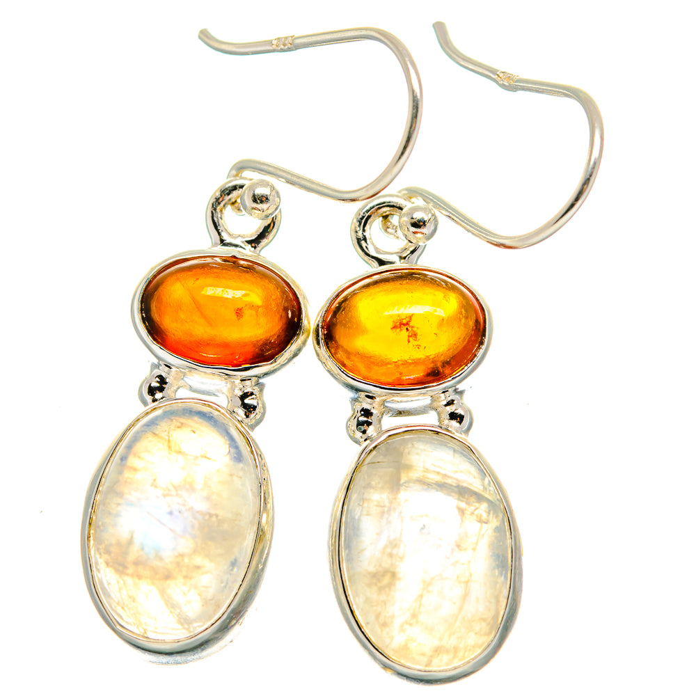Rainbow Moonstone, Carnelian Earrings handcrafted by Anasilvercos - EARR424685 - Photo 2