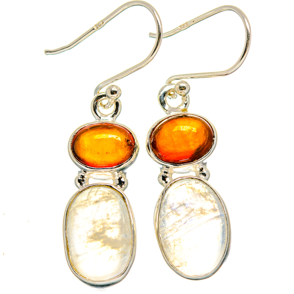 Rainbow Moonstone, Carnelian Earrings handcrafted by Anasilvercos - EARR424688