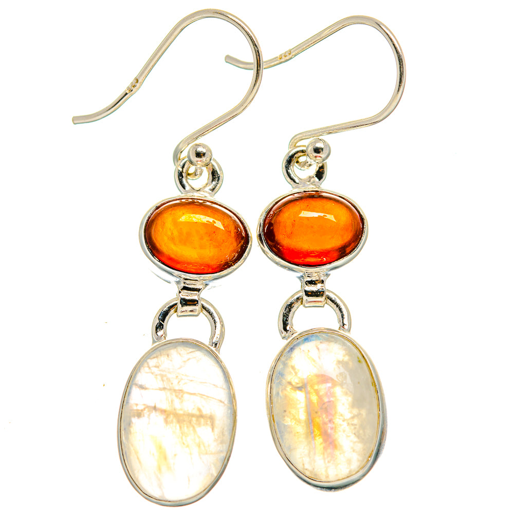 Rainbow Moonstone, Carnelian Earrings handcrafted by Anasilvercos - EARR424691 - Photo 2