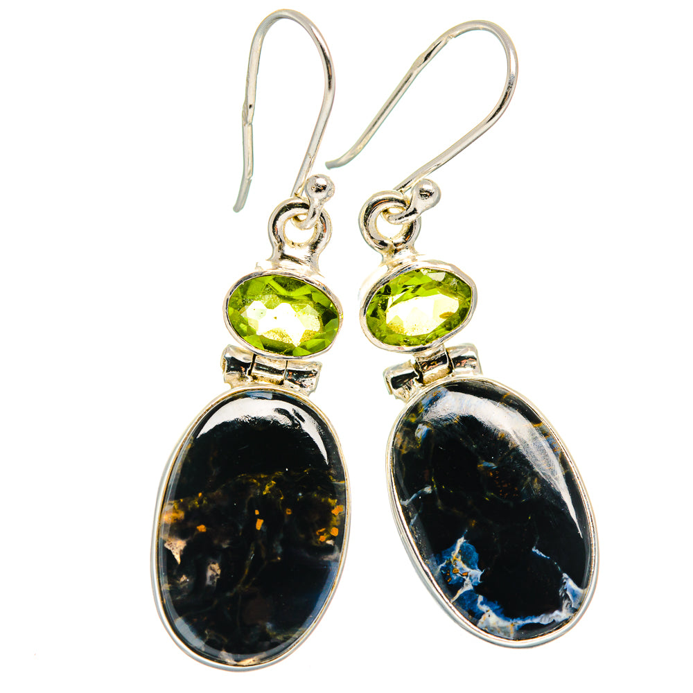 Pietersite, Peridot Earrings handcrafted by Anasilvercos - EARR424694 - Photo 2