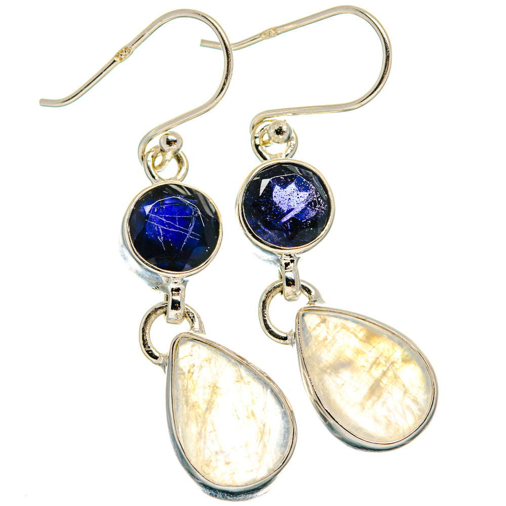 Rainbow Moonstone, Tanzanite Earrings handcrafted by Anasilvercos - EARR424696 - Photo 2