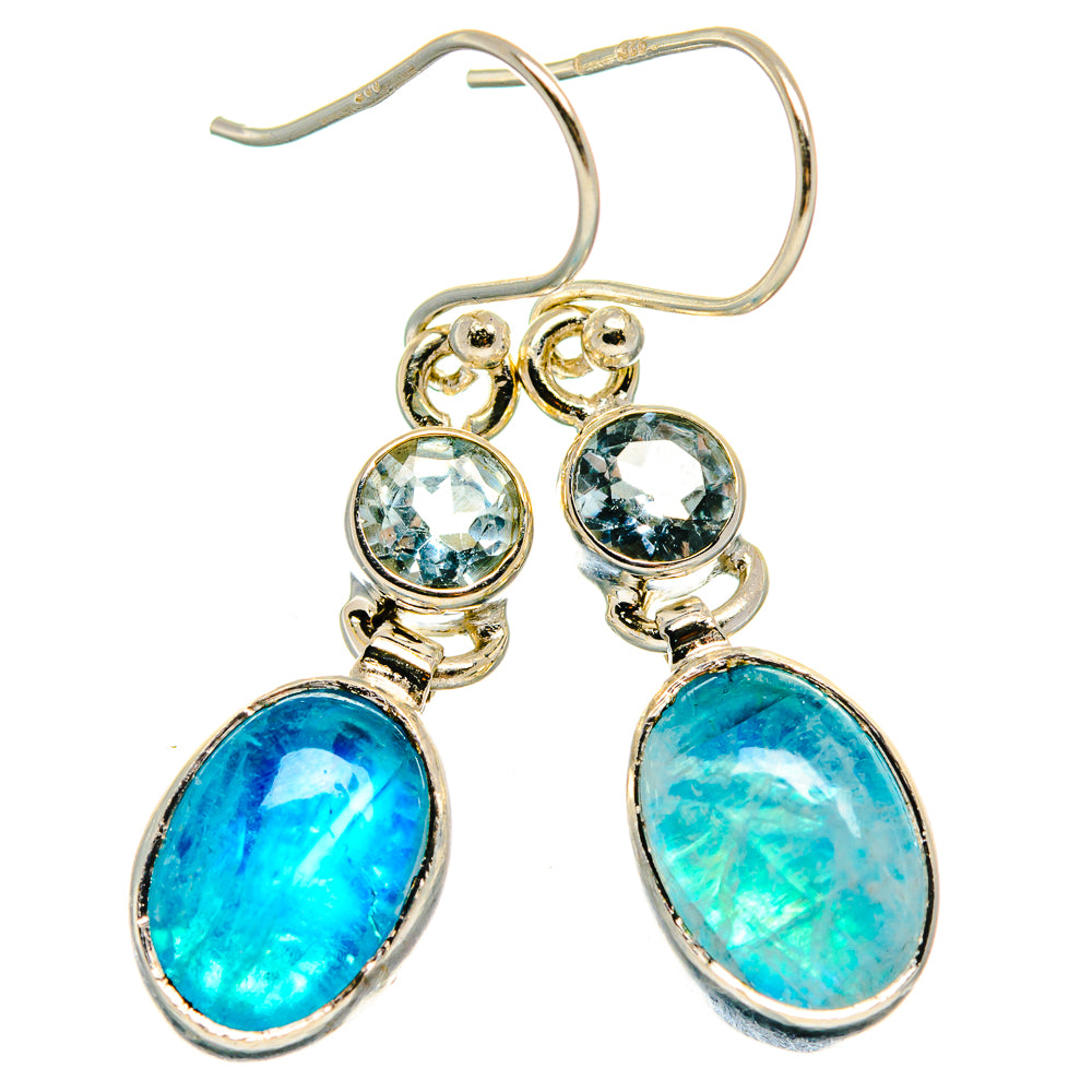 Rainbow Moonstone, Blue Topaz Earrings handcrafted by Anasilvercos - EARR424697
