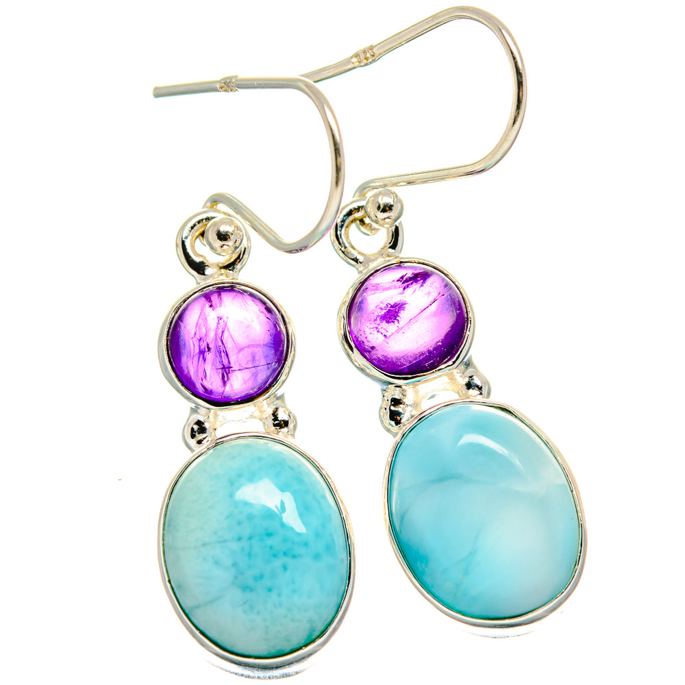 Larimar, Amethyst Earrings handcrafted by Anasilvercos - EARR424698 - Photo 2