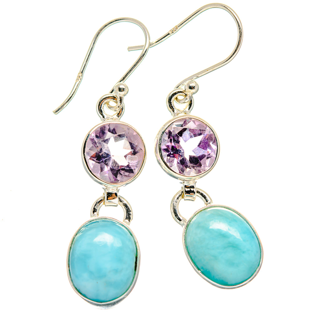Larimar, Amethyst Earrings handcrafted by Anasilvercos - EARR424702