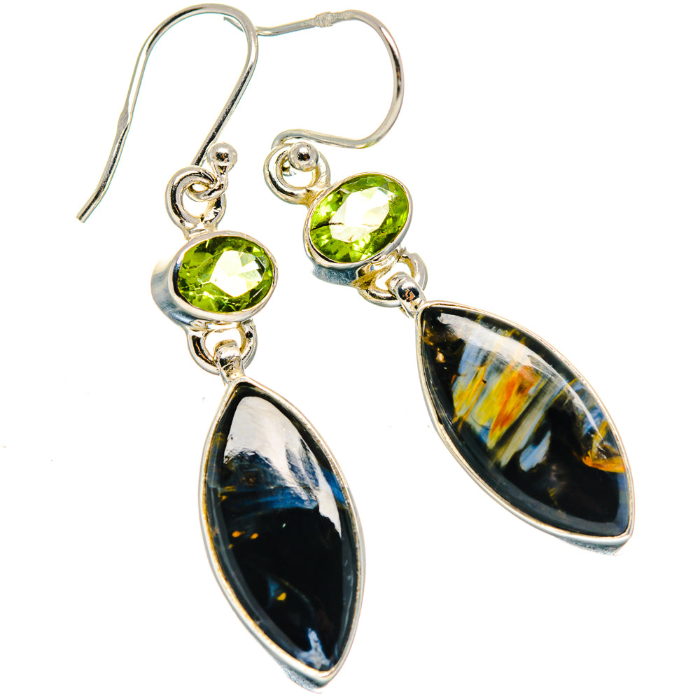Pietersite, Peridot Earrings handcrafted by Anasilvercos - EARR424706 - Photo 2