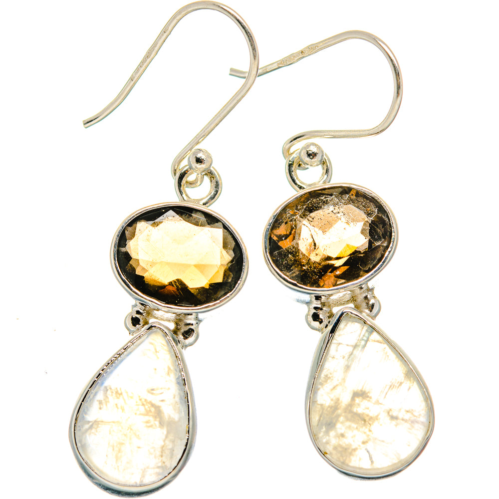 Rainbow Moonstone, Smoky Quartz Earrings handcrafted by Anasilvercos - EARR424712 - Photo 2