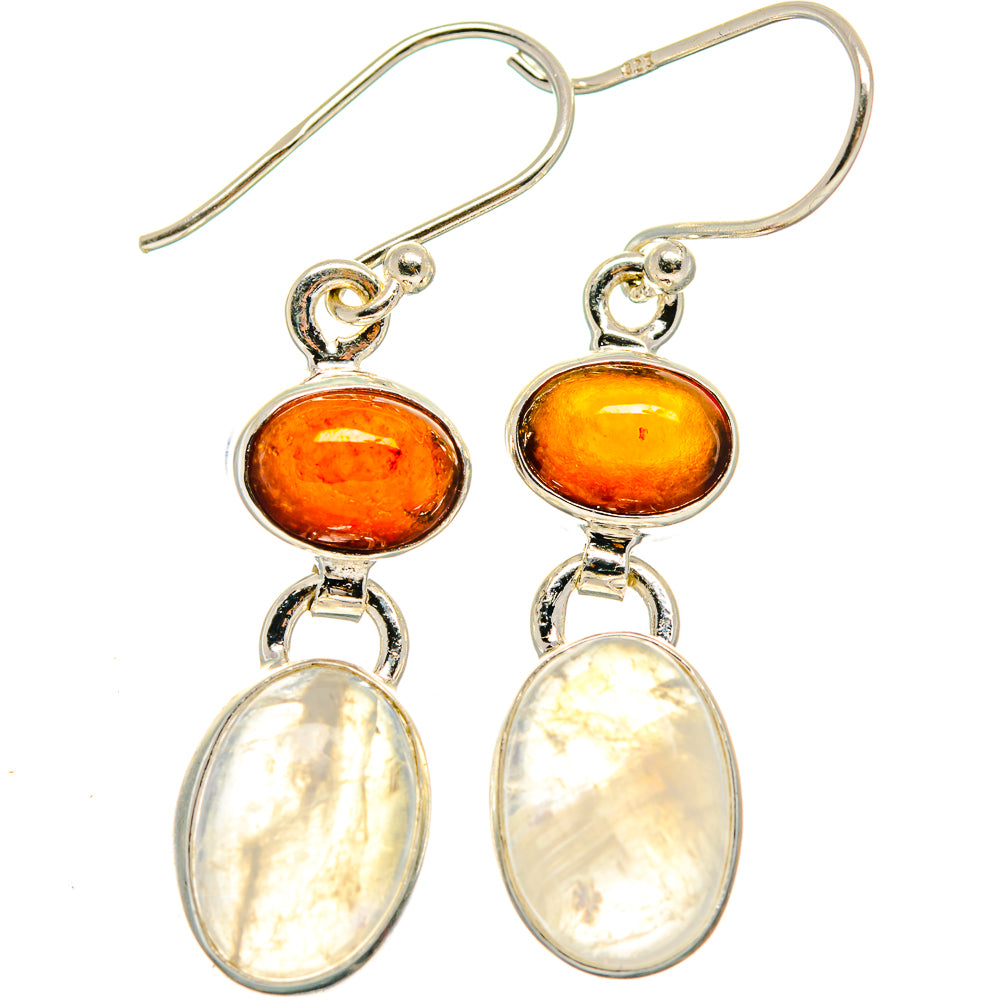Rainbow Moonstone, Carnelian Earrings handcrafted by Anasilvercos - EARR424713 - Photo 2
