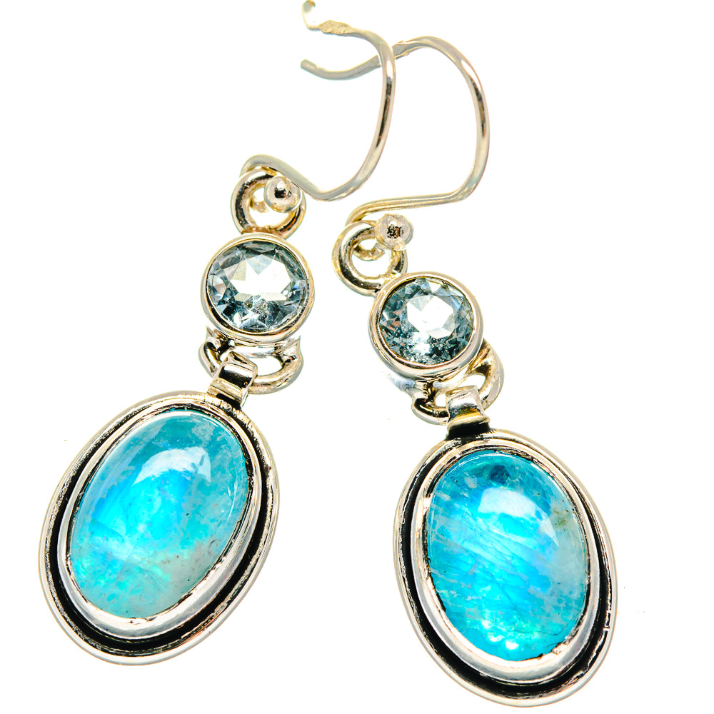 Rainbow Moonstone, Blue Topaz Earrings handcrafted by Anasilvercos - EARR424715