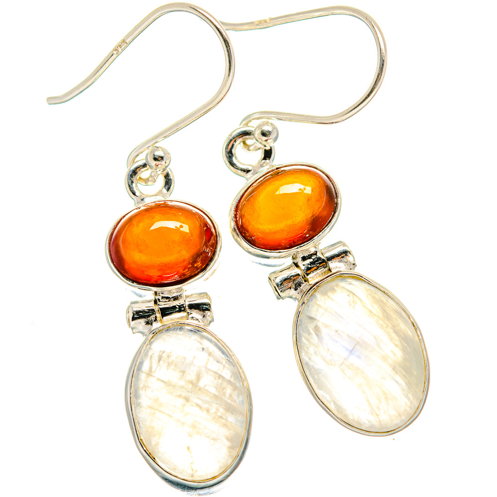 Rainbow Moonstone, Carnelian Earrings handcrafted by Anasilvercos - EARR424716 - Photo 2