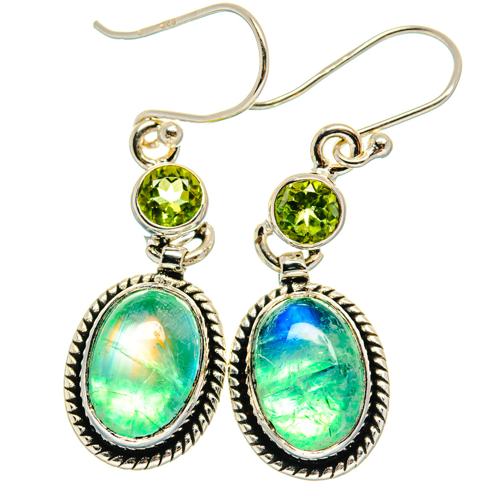 Green Moonstone Earrings handcrafted by Anasilvercos - EARR424729