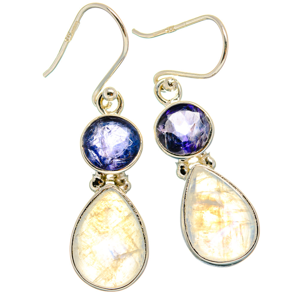 Rainbow Moonstone Earrings handcrafted by Anasilvercos - EARR424753
