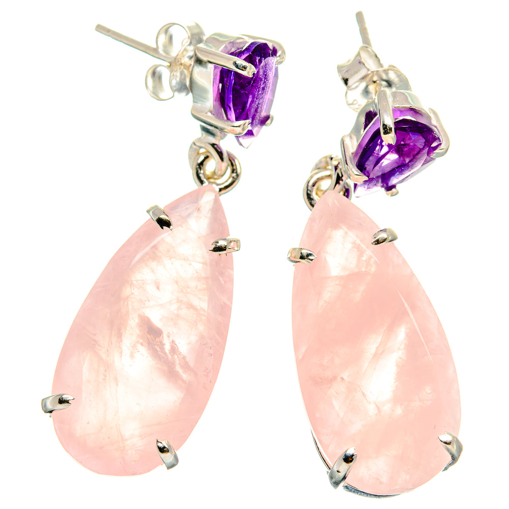 Rose Quartz Earrings handcrafted by Anasilvercos - EARR424755