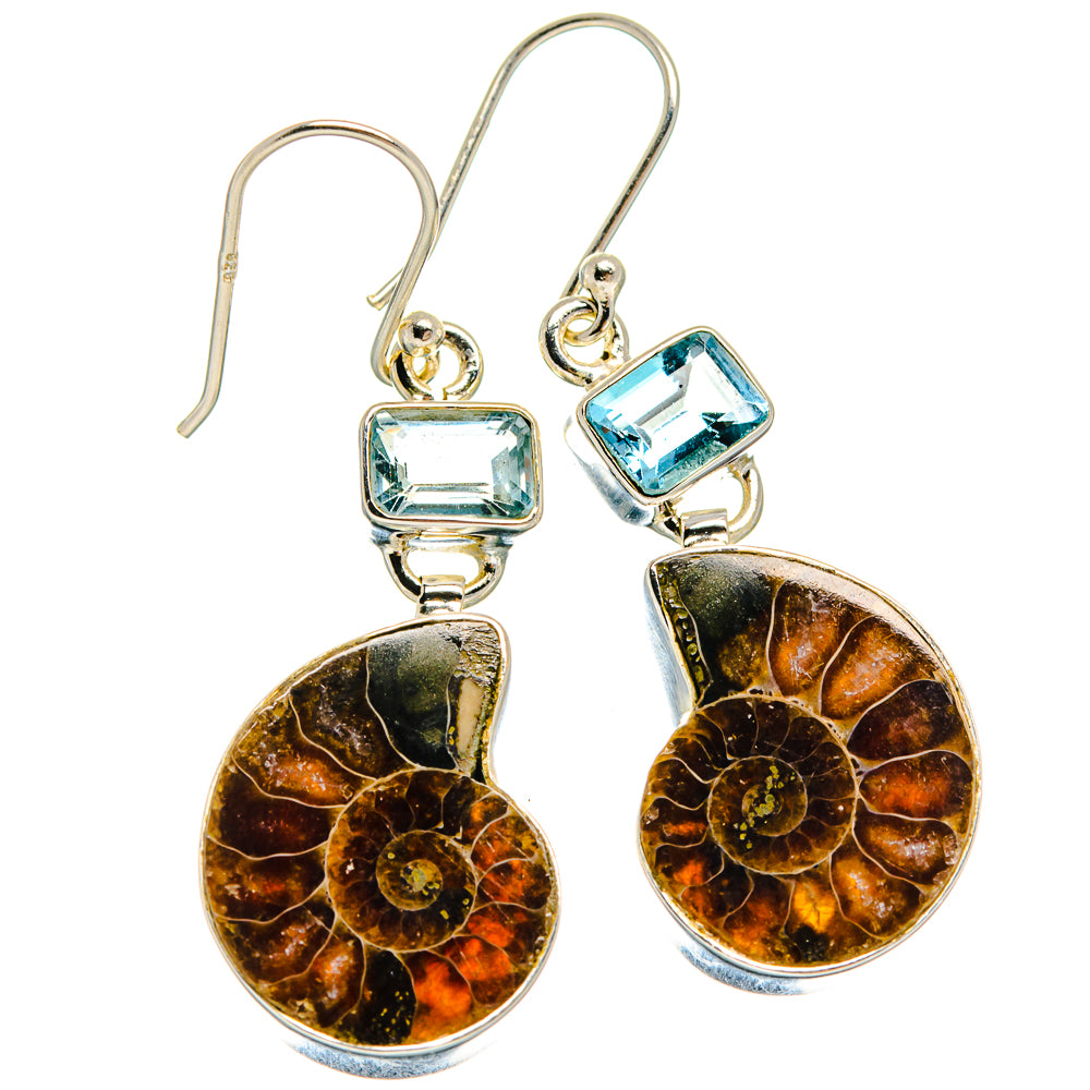 Ammonite Fossil Earrings handcrafted by Anasilvercos - EARR424781 - Photo 2