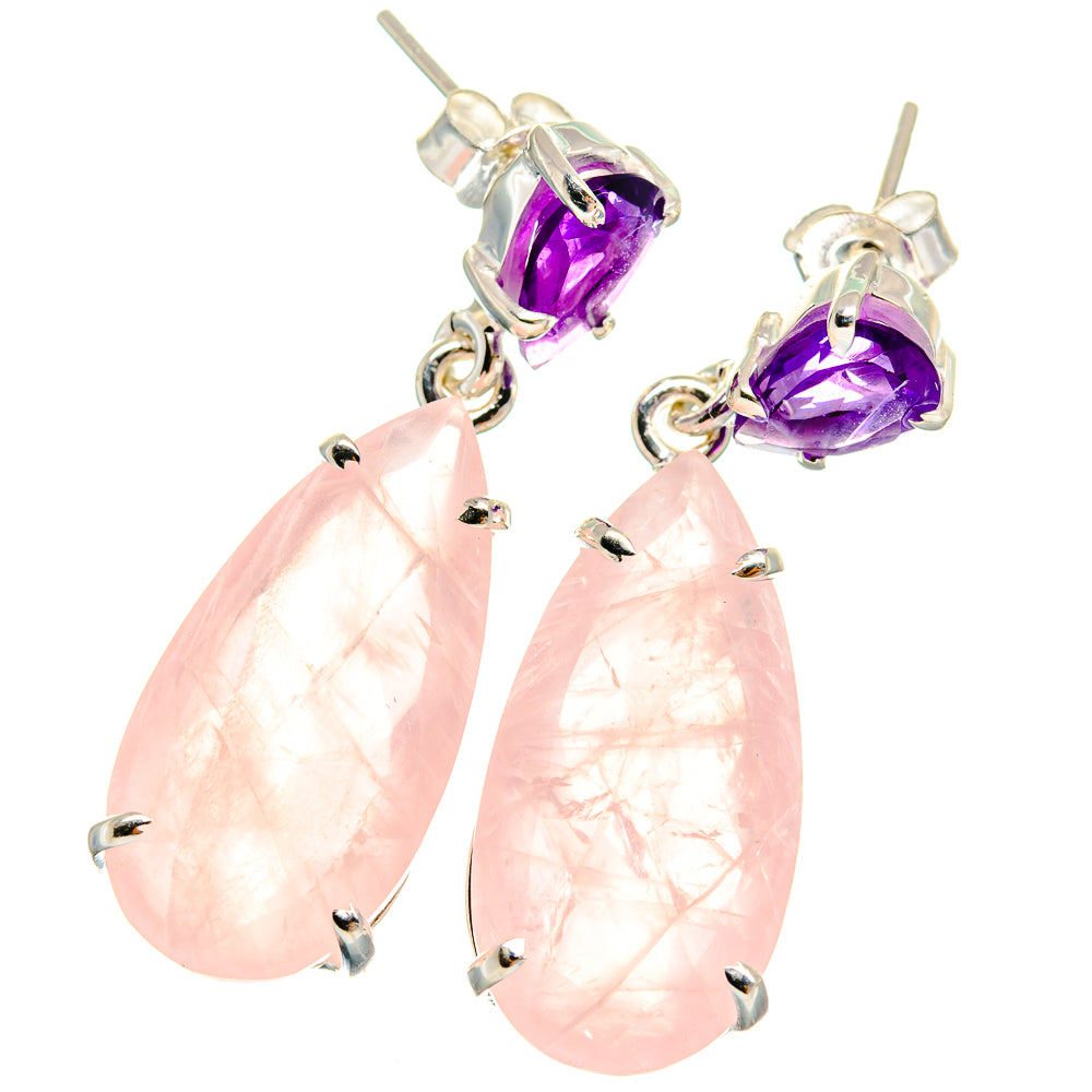 Rose Quartz Earrings handcrafted by Anasilvercos - EARR424786