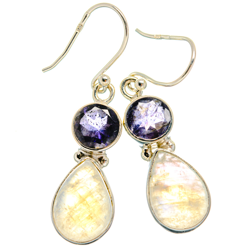 Rainbow Moonstone Earrings handcrafted by Anasilvercos - EARR424798