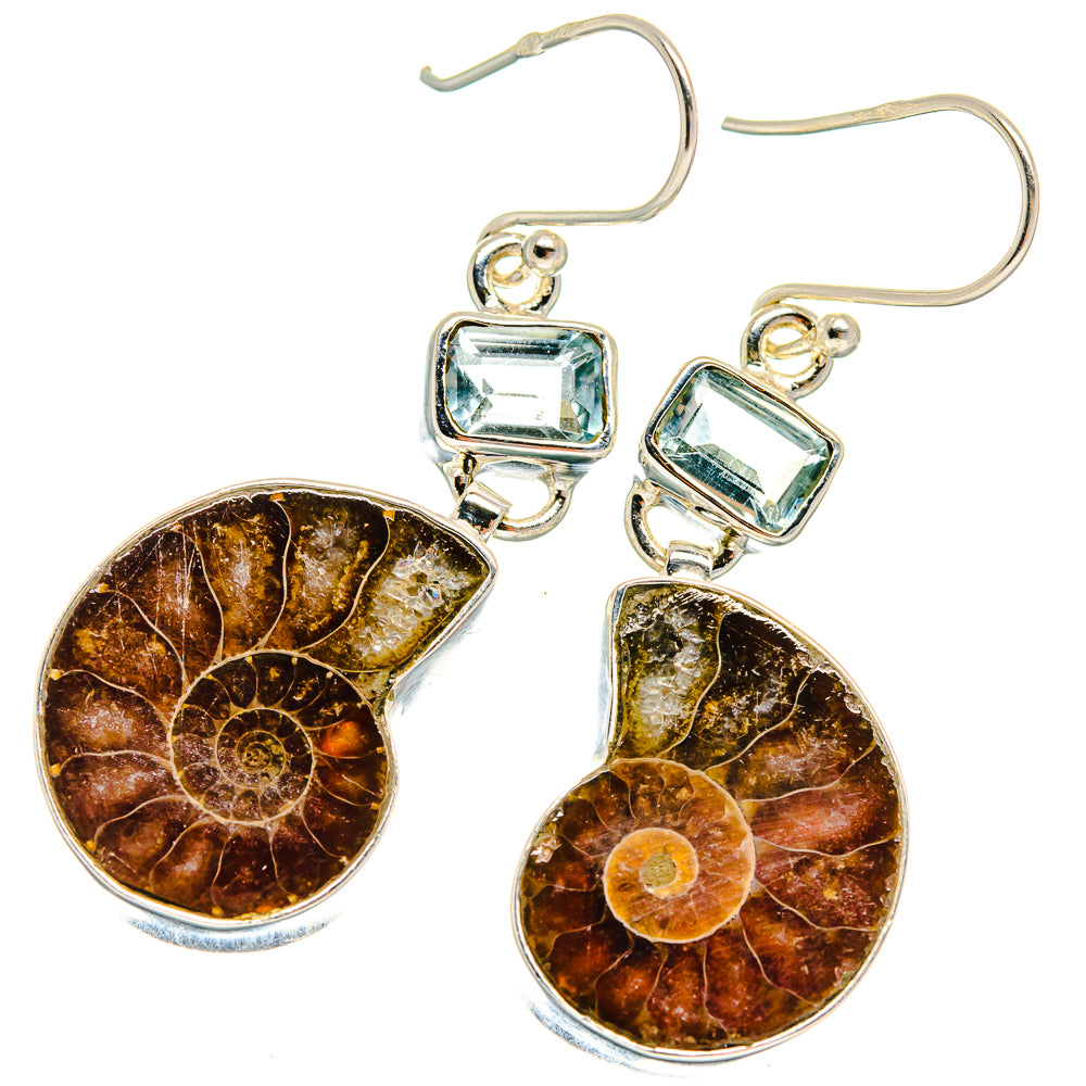 Ammonite Fossil Earrings handcrafted by Anasilvercos - EARR424803 - Photo 2